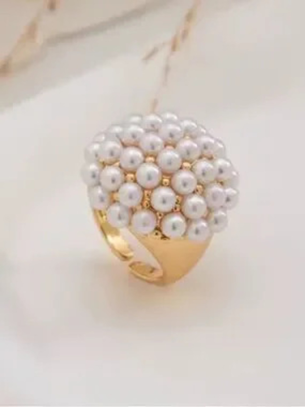 Gold Pearl Cluster Dome Ring